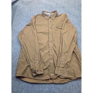 Panhandle Slim Shirt Mens XL Brown Geometric Long Sleeve Button Front Cotton